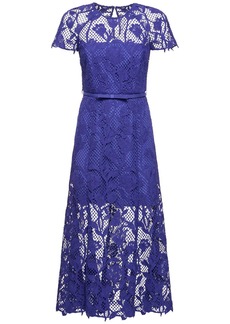 Self Portrait Lace Short Sleeve Midi Dress