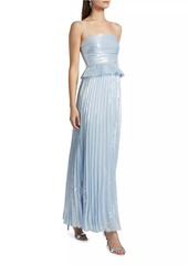 Self Portrait Metallic Pleated Gown