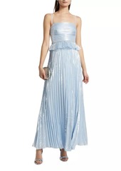 Self Portrait Metallic Pleated Gown