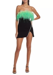 Self Portrait Ombré Feather Diamante Minidress