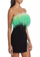 Self Portrait Ombré Feather Diamante Minidress