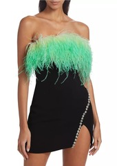 Self Portrait Ombré Feather Diamante Minidress