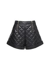 Self Portrait Quilted Faux Leather Shorts