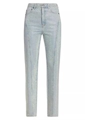 Self Portrait Rhinestone-Embellished Straight-Leg Jeans