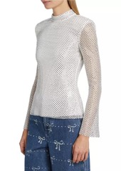 Self Portrait Rhinestone Fishnet Top