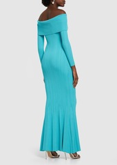 Self Portrait Rib Knit Viscose Maxi Dress