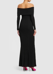 Self Portrait Rib Knit Viscose Maxi Dress