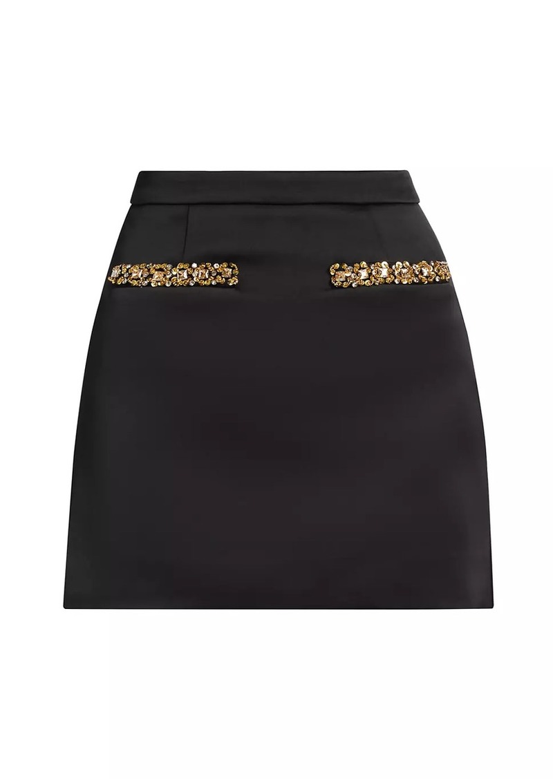 Self Portrait Satin Embellished Miniskirt