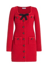 Self Portrait - Bow-Detailed Tweed Mini Dress - Red - XS - Moda Operandi