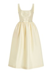 Self Portrait - Bow-Detailed Twill Midi Dress - Yellow - US 6 - Moda Operandi