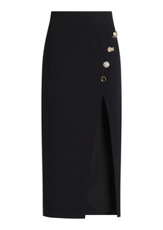 Self Portrait - Embellished Crepe Midi Skirt - Black - US 8 - Moda Operandi