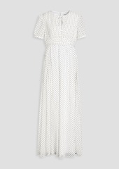 Self Portrait Self-Portrait - Pleated flocked polka-dot crepon maxi dress - White - UK 16