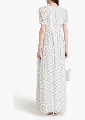 Self Portrait Self-Portrait - Pleated flocked polka-dot crepon maxi dress - White - UK 16