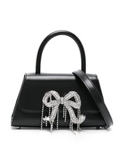 Self Portrait SELF-PORTRAIT BOW MINI LEATHER TOTE BAG WITH CRYSTAL DETAILS