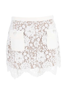 Self Portrait Self-Portrait Cord Laced Mini Skirt in White Polyester