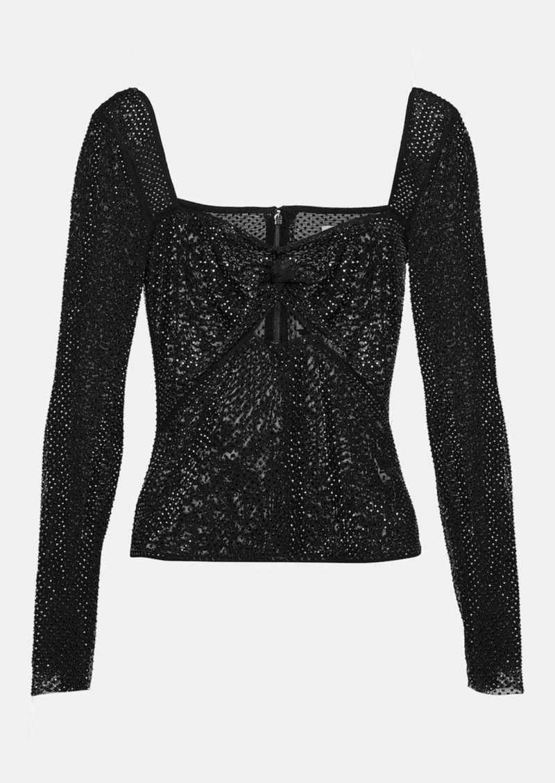 Self Portrait Self-Portrait Crystal-embellished mesh top