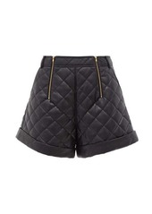 Self Portrait Self-Portrait High-rise quilted faux-leather shorts