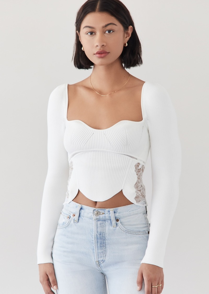 Self Portrait Self Portrait Ivory Knit Lace Top | Tops