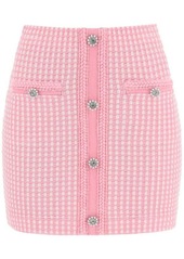 Self portrait lurex knitted mini skirt with diamanté buttons