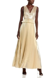 Self Portrait Self-Portrait Metallic Pleated Gown