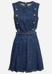 Self Portrait Self-Portrait Pleated cutout denim minidress