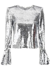 Self portrait sequined cropped top