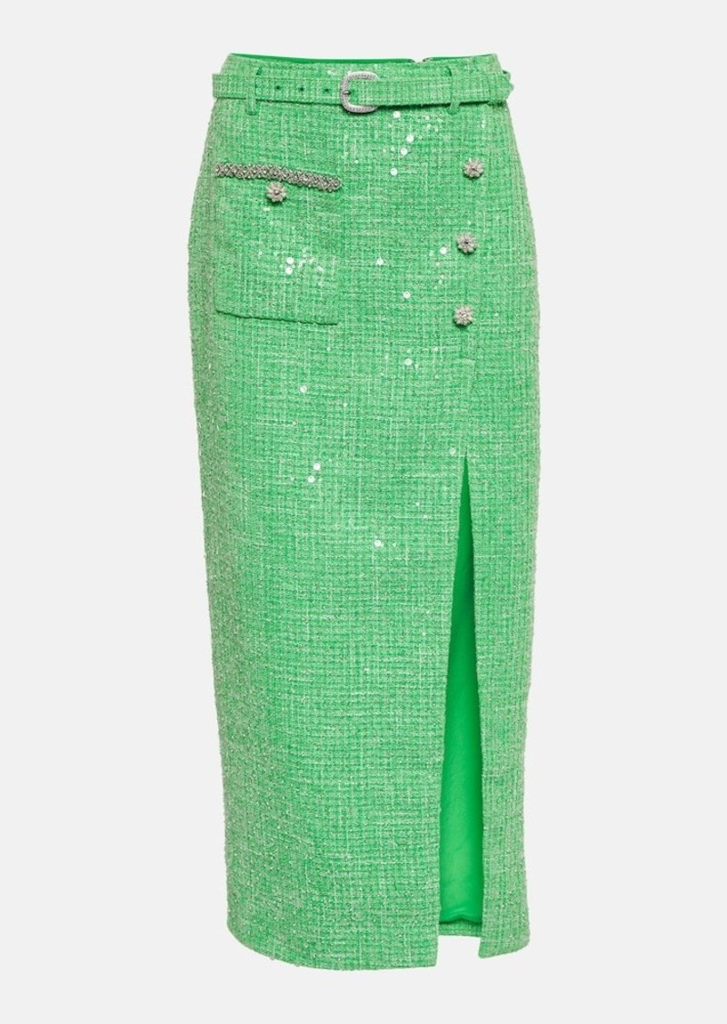 Self Portrait Self-Portrait Sequined embellished bouclé midi skirt