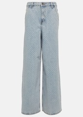 Self Portrait Self-Portrait Embellished high-rise wide-leg jeans