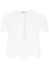 Self portrait short-sleeved top in floral lace