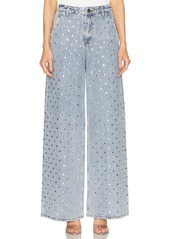 Self Portrait self-portrait Square Rhinestone Wide Leg