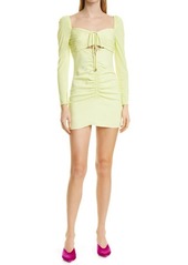 Self Portrait Self-Portrait Stretch Crepe Cutout Long Sleeve Dress in Lime at Nordstrom