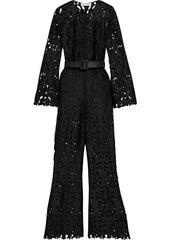 Self Portrait Self-Portrait - Belted guipure lace jumpsuit - Black - UK 8