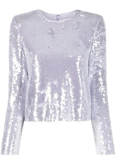 Self Portrait sequin long-sleeve top