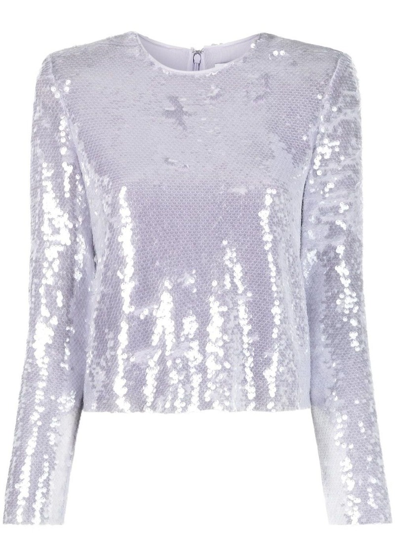 Self Portrait sequin long-sleeve top