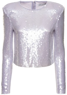Self Portrait Sequined Long Sleeved Top