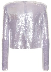 Self Portrait Sequined Long Sleeved Top