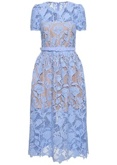 Self Portrait Short Sleeve Lace Midi Dress