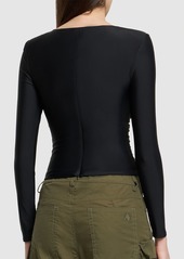 Self Portrait Tech Jersey Cutout Top