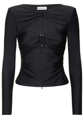 Self Portrait Tech Jersey Cutout Top