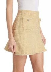 Self Portrait Textured Knit Flounce Miniskirt