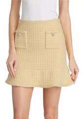 Self Portrait Textured Knit Flounce Miniskirt