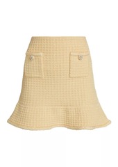 Self Portrait Textured Knit Flounce Miniskirt