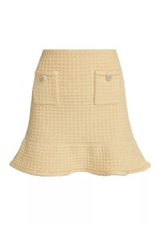 Self Portrait Textured Knit Flounce Miniskirt