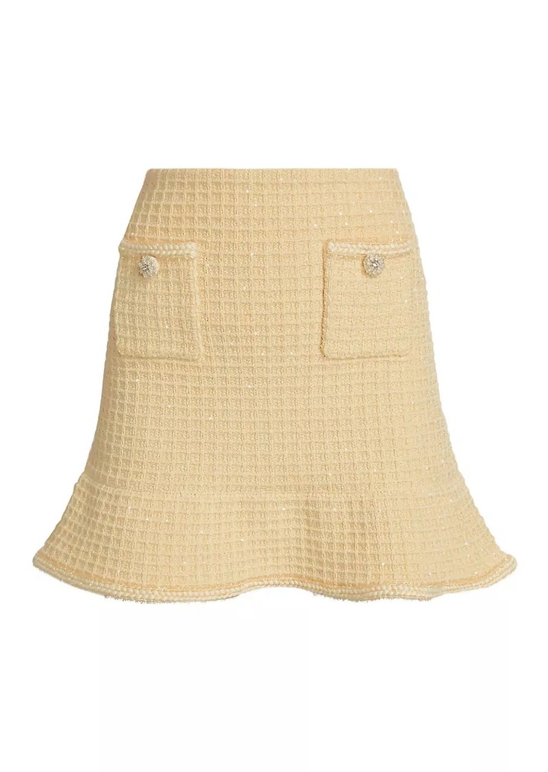 Self Portrait Textured Knit Flounce Miniskirt