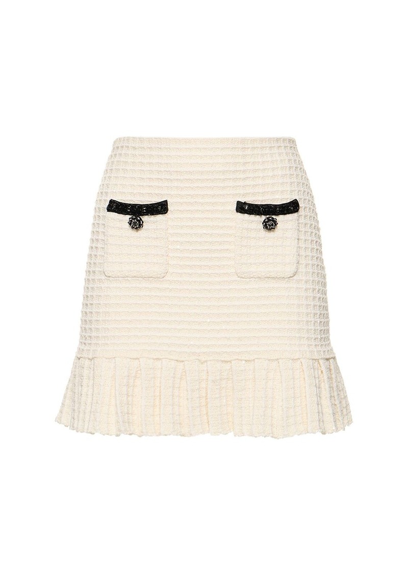 Self Portrait Textured Knit Mini Skirt