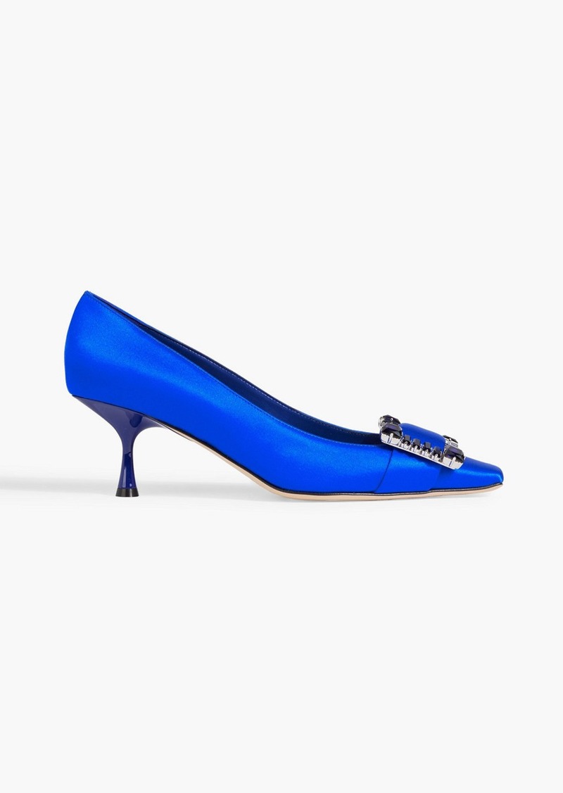Sergio Rossi - sr Twenty 60 embellished satin pumps - Blue - EU 35