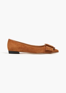 Sergio Rossi - Buckled suede point-toe flats - Brown - EU 37.5