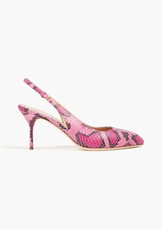 Sergio Rossi - Chichi snake-effect leather slingback pumps - Pink - EU 38