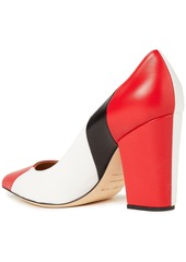 Sergio Rossi - Color-block smooth and textured-leather pumps - Red - EU 35