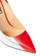 Sergio Rossi - Color-block smooth and textured-leather pumps - Red - EU 35